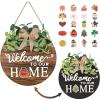 imagePinkpum 2 in 1 Interchangeable Seasonal Welcome Sign Front Door Decor with 20 Seasonal Icons Double Sides Round Wood Wreaths Gifts House Outdoor Indoor Home Decorations All Seasons Halloween ChristmasBrown