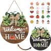 imagePinkpum 20 Eucalyptus Wreath for Front Door2 in 1 Interchangeable Seasonal Welcome Sign Front Door Decor with 20 Seasonal Icons Double Sides Round Wood Wreaths Gifts House
