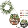 imagePinkpum 20 Eucalyptus Wreath for Front Door2 in 1 Interchangeable Seasonal Welcome Sign Front Door Decor with 20 Seasonal Icons Double Sides Round Wood Wreaths Gifts House