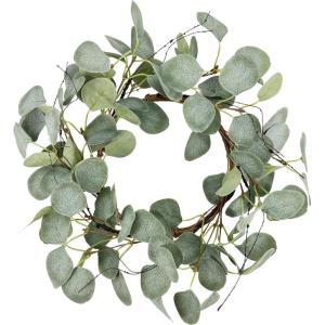 imagePinkpum 14 Eucalyptus Leaves Small Wreath for Front Door Green Wreath Porch Window Decor for Home Farmhouse Wall Table Spring Summer Fall Outdoor Indoor All SeasonsPale Green