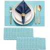 imageDurable Vinyl Placemats Set of 4 NonSlip for Dining Table Mat Heat Resistant Place Mats Washable AntiSlip PVC Easy to Clean Wipeable Premium Plastic Mats for Kitchen BeigeBlue