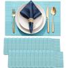 imageDurable Vinyl Placemats Set of 4 NonSlip for Dining Table Mat Heat Resistant Place Mats Washable AntiSlip PVC Easy to Clean Wipeable Premium Plastic Mats for Kitchen BeigeBlue