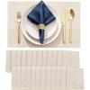imageDurable Vinyl Placemats Set of 4 NonSlip for Dining Table Mat Heat Resistant Place Mats Washable AntiSlip PVC Easy to Clean Wipeable Premium Plastic Mats for Kitchen BeigeBeige