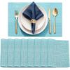 imageDurable Vinyl Placemats Set of 4 NonSlip for Dining Table Mat Heat Resistant Place Mats Washable AntiSlip PVC Easy to Clean Wipeable Premium Plastic Mats for Kitchen BeigeBlue