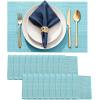 imageDurable Vinyl Placemats Set of 4 NonSlip for Dining Table Mat Heat Resistant Place Mats Washable AntiSlip PVC Easy to Clean Wipeable Premium Plastic Mats for Kitchen BeigeBlue