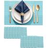 imageDurable Vinyl Placemats Set of 4 NonSlip for Dining Table Mat Heat Resistant Place Mats Washable AntiSlip PVC Easy to Clean Wipeable Premium Plastic Mats for Kitchen BeigeBlue