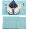 imageDurable Vinyl Placemats Set of 4 NonSlip for Dining Table Mat Heat Resistant Place Mats Washable AntiSlip PVC Easy to Clean Wipeable Premium Plastic Mats for Kitchen BeigeBlue