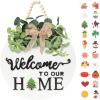 imagePinkpum Interchangeable Welcome Sign Front Door Sign Decor with 20 Seasonal Icons Round Wood Wreaths with 3D Letter Gifts House Hanging Changeable Outdoor Indoor Home Decorations All Seasons ChristmasWhite