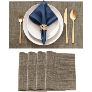 imageDurable Vinyl Placemats Set of 4 NonSlip for Dining Table Mat Heat Resistant Place Mats Washable AntiSlip PVC Easy to Clean Wipeable Premium Plastic Mats for Kitchen BeigeBrown