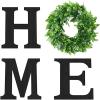 imageWooden Home Sign with Artificial Green Wreath for O Hanging Farmhouse Wall House Decor Wood Letters for Wall Art Rustic Home Decor Wall Decor for Living Room Kitchen Entryway BlackBlackGreen