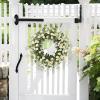 imagePinkpum 22 Inch Artificial Daisy Flower Wreath with Eucalyptus Leave Silk Flower White Berries Spring Summer Wreath for Front Door Wall Decor