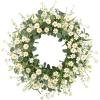imagePinkpum 22 Inch Artificial Daisy Flower Wreath with Eucalyptus Leave Silk Flower White Berries Spring Summer Wreath for Front Door Wall Decor