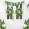 imagePinkpum St Patricks Day 22 Inch Lucky Shamrock Wreath Artificial Irish Clover Green Floral Wreath St Paddys Day Decor for Front Door Porch Spring Summer Farmhouse Outdoor Indoor Party Wall Window
