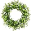 imagePinkpum St Patricks Day 22 Inch Lucky Shamrock Wreath Artificial Irish Clover Green Floral Wreath St Paddys Day Decor for Front Door Porch Spring Summer Farmhouse Outdoor Indoor Party Wall Window