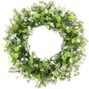 imagePinkpum St Patricks Day 22 Inch Lucky Shamrock Wreath Artificial Irish Clover Green Floral Wreath St Paddys Day Decor for Front Door Porch Spring Summer Farmhouse Outdoor Indoor Party Wall Window