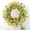 imagePinkpum 22 Inch Yelllow Daisy Eucalyptus Wreath Artificial Spring Summer Floral Wreath for Front Door Farmhouse Wedding Wall Window DecorYellow