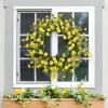 imagePinkpum 22 Inch Yelllow Daisy Eucalyptus Wreath Artificial Spring Summer Floral Wreath for Front Door Farmhouse Wedding Wall Window DecorYellow