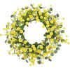 imagePinkpum 22 Inch Yelllow Daisy Eucalyptus Wreath Artificial Spring Summer Floral Wreath for Front Door Farmhouse Wedding Wall Window DecorYellow