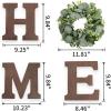 image:imageWooden Home Sign Wall Hanging Decor Letters for Wall Art with Artificial Eucalyptus Wreath Rustic Decor Farmhouse for Living Room Kitchen Point Housewarming GiftBrown