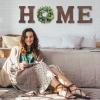 image:imageWooden Home Sign Wall Hanging Decor Letters for Wall Art with Artificial Eucalyptus Wreath Rustic Decor Farmhouse for Living Room Kitchen Point Housewarming GiftBrown