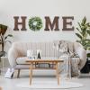 image:imageWooden Home Sign Wall Hanging Decor Letters for Wall Art with Artificial Eucalyptus Wreath Rustic Decor Farmhouse for Living Room Kitchen Point Housewarming GiftBrown