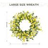image:imagePinkpum 20 Eucalyptus Wreath 6FT Flower 17 Artificial Silk Flowers Set 9 for Front Door White Floral Fireplace Table Hanging Porch Wall Home Decor Farmhouse Indoor Outdoor Summer Spring GarlandYellow