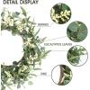 image:imagePinkpum 20 Eucalyptus Wreath 6FT Flower 17 Artificial Silk Flowers Set 9 for Front Door White Floral Fireplace Table Hanging Porch Wall Home Decor Farmhouse Indoor Outdoor Summer Spring GarlandWhite