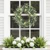 image:imagePinkpum 20 Eucalyptus Wreath 6FT Flower 17 Artificial Silk Flowers Set 9 for Front Door White Floral Fireplace Table Hanging Porch Wall Home Decor Farmhouse Indoor Outdoor Summer Spring GarlandDeep Green