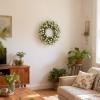image:imagePinkpum 20 Eucalyptus Wreath 6FT Flower 17 Artificial Silk Flowers Set 9 for Front Door White Floral Fireplace Table Hanging Porch Wall Home Decor Farmhouse Indoor Outdoor Summer Spring GarlandGreen