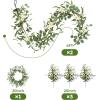 image:imagePinkpum 20 Eucalyptus Wreath 6FT Flower 17 Artificial Silk Flowers Set 9 for Front Door White Floral Fireplace Table Hanging Porch Wall Home Decor Farmhouse Indoor Outdoor Summer Spring GarlandWhite Set 4