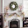 image:imagePinkpum 20 Eucalyptus Wreath 6FT Flower 17 Artificial Silk Flowers Set 9 for Front Door White Floral Fireplace Table Hanging Porch Wall Home Decor Farmhouse Indoor Outdoor Summer Spring GarlandWhite Set 2