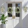 image:imagePinkpum 20 Eucalyptus Wreath 6FT Flower 17 Artificial Silk Flowers Set 9 for Front Door White Floral Fireplace Table Hanging Porch Wall Home Decor Farmhouse Indoor Outdoor Summer Spring GarlandWhite Set 3