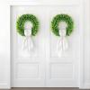 image:imagePinkpum 20 Eucalyptus Wreath 6FT Flower 17 Artificial Silk Flowers Set 9 for Front Door White Floral Fireplace Table Hanging Porch Wall Home Decor Farmhouse Indoor Outdoor Summer Spring GarlandDark Green