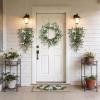 image:imagePinkpum 20 Eucalyptus Wreath 6FT Flower 17 Artificial Silk Flowers Set 9 for Front Door White Floral Fireplace Table Hanging Porch Wall Home Decor Farmhouse Indoor Outdoor Summer Spring GarlandWhite Set 5