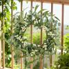 image:imagePinkpum 20 Eucalyptus Wreath 6FT Flower 17 Artificial Silk Flowers Set 9 for Front Door White Floral Fireplace Table Hanging Porch Wall Home Decor Farmhouse Indoor Outdoor Summer Spring GarlandDeep Green