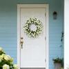 image:imagePinkpum 20 Eucalyptus Wreath 6FT Flower 17 Artificial Silk Flowers Set 9 for Front Door White Floral Fireplace Table Hanging Porch Wall Home Decor Farmhouse Indoor Outdoor Summer Spring GarlandGreen