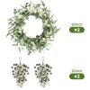 image:imagePinkpum 20 Eucalyptus Wreath 6FT Flower 17 Artificial Silk Flowers Set 9 for Front Door White Floral Fireplace Table Hanging Porch Wall Home Decor Farmhouse Indoor Outdoor Summer Spring GarlandWhite Set 3