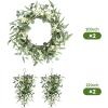 image:imagePinkpum 20 Eucalyptus Wreath 6FT Flower 17 Artificial Silk Flowers Set 9 for Front Door White Floral Fireplace Table Hanging Porch Wall Home Decor Farmhouse Indoor Outdoor Summer Spring GarlandWhite Set 5