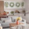 image:imagePinkpum 20 Eucalyptus Wreath 6FT Flower 17 Artificial Silk Flowers Set 9 for Front Door White Floral Fireplace Table Hanging Porch Wall Home Decor Farmhouse Indoor Outdoor Summer Spring GarlandWhite Set 3