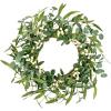 image:imagePinkpum 20 Eucalyptus Wreath 6FT Flower 17 Artificial Silk Flowers Set 9 for Front Door White Floral Fireplace Table Hanging Porch Wall Home Decor Farmhouse Indoor Outdoor Summer Spring GarlandDeep Green