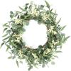 image:imagePinkpum 20 Eucalyptus Wreath 6FT Flower 17 Artificial Silk Flowers Set 9 for Front Door White Floral Fireplace Table Hanging Porch Wall Home Decor Farmhouse Indoor Outdoor Summer Spring GarlandWhite