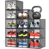 image:imagePinkpum Upgraded Hard Shoe Storage Box 6 Pack XLarge Fit Size 12 Thicken amp Sturdy Clear Plastic Stackable Shoe Organizer Box Closet Sneaker Storage Display Case Holder Bins with Magnetic Door WhiteBlack Clear