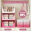 image:imagePinkpum Green Boy Closet Organizers and Storage Stackable Plastic Drawer Basket for Clothing Stackable Storage Bins Shelf Storage Container for Rv Closet Wardrobe Bedroom Bathroom Playroom Man 6 PackWhitepink