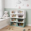 image:imagePinkpum Green Boy Closet Organizers and Storage Stackable Plastic Drawer Basket for Clothing Stackable Storage Bins Shelf Storage Container for Rv Closet Wardrobe Bedroom Bathroom Playroom Man 6 PackWhitegreen