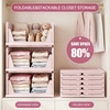 image:imagePinkpum Green Boy Closet Organizers and Storage Stackable Plastic Drawer Basket for Clothing Stackable Storage Bins Shelf Storage Container for Rv Closet Wardrobe Bedroom Bathroom Playroom Man 6 PackLight Pink