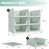 image:imagePinkpum Green Boy Closet Organizers and Storage Stackable Plastic Drawer Basket for Clothing Stackable Storage Bins Shelf Storage Container for Rv Closet Wardrobe Bedroom Bathroom Playroom Man 6 PackLight Green