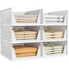 image:imagePinkpum Green Boy Closet Organizers and Storage Stackable Plastic Drawer Basket for Clothing Stackable Storage Bins Shelf Storage Container for Rv Closet Wardrobe Bedroom Bathroom Playroom Man 6 PackWhite
