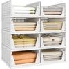 image:imagePinkpum Green Boy Closet Organizers and Storage Stackable Plastic Drawer Basket for Clothing Stackable Storage Bins Shelf Storage Container for Rv Closet Wardrobe Bedroom Bathroom Playroom Man 6 PackWhite