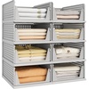 image:imagePinkpum Green Boy Closet Organizers and Storage Stackable Plastic Drawer Basket for Clothing Stackable Storage Bins Shelf Storage Container for Rv Closet Wardrobe Bedroom Bathroom Playroom Man 6 PackGrey
