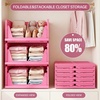 image:imagePinkpum Green Boy Closet Organizers and Storage Stackable Plastic Drawer Basket for Clothing Stackable Storage Bins Shelf Storage Container for Rv Closet Wardrobe Bedroom Bathroom Playroom Man 6 PackPink